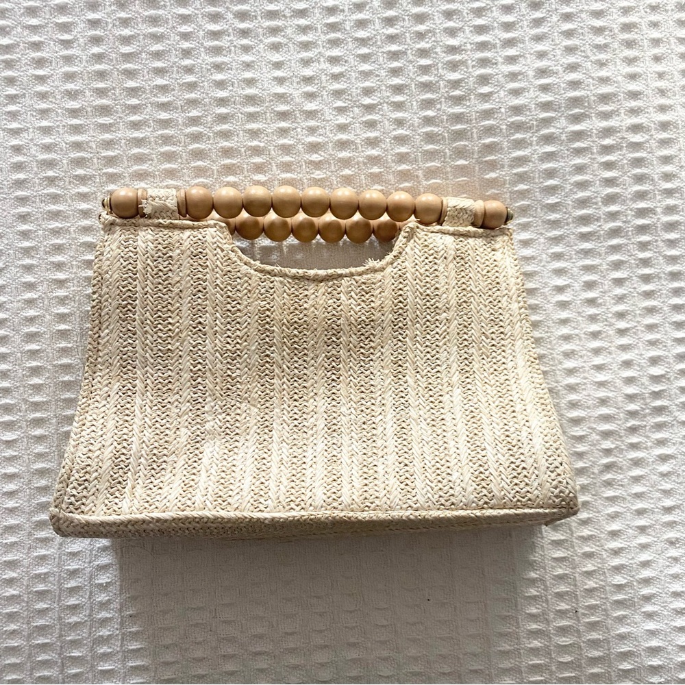 Cream Handbag with Wooden Handle - Picture 3 of 7